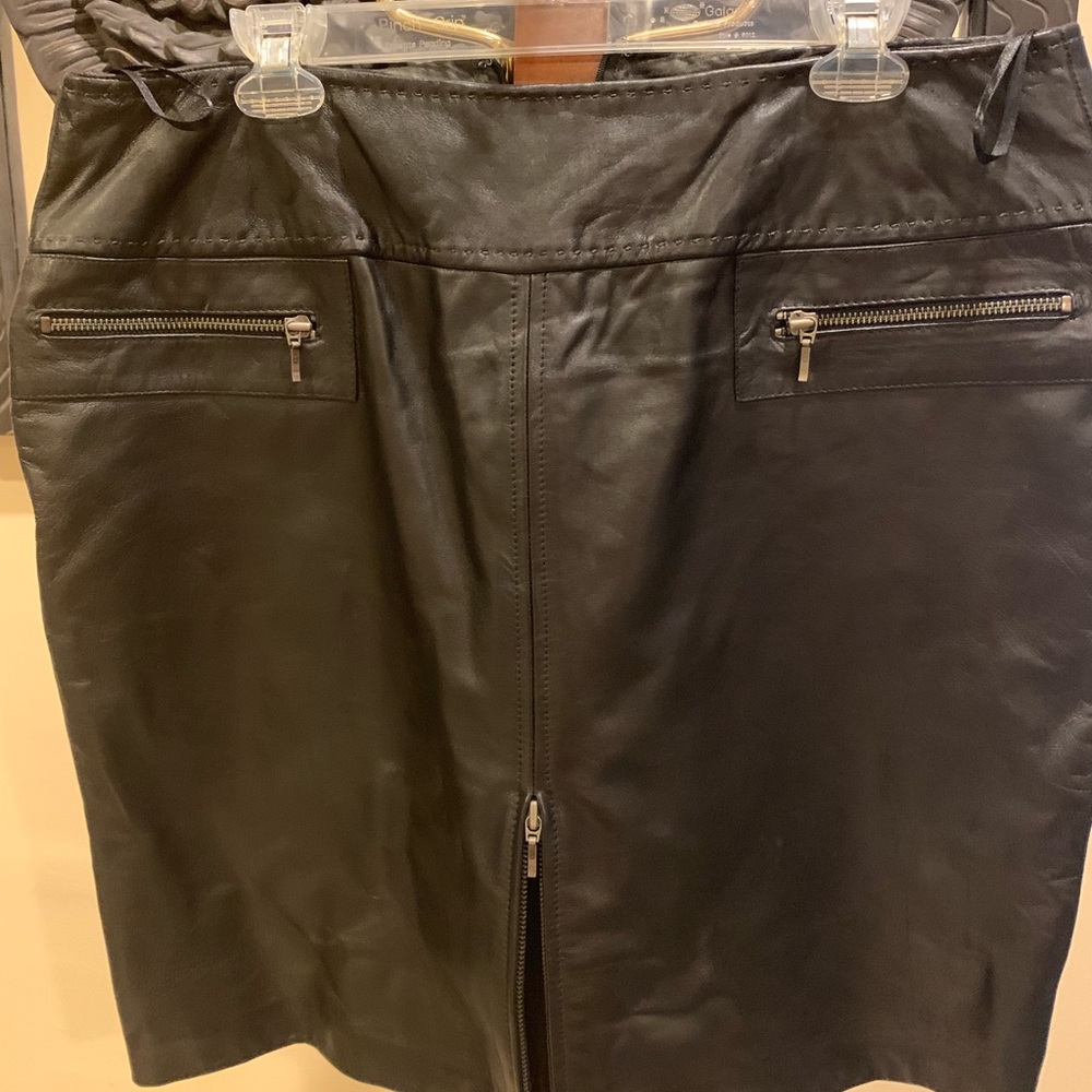 Designer Black leather skirt